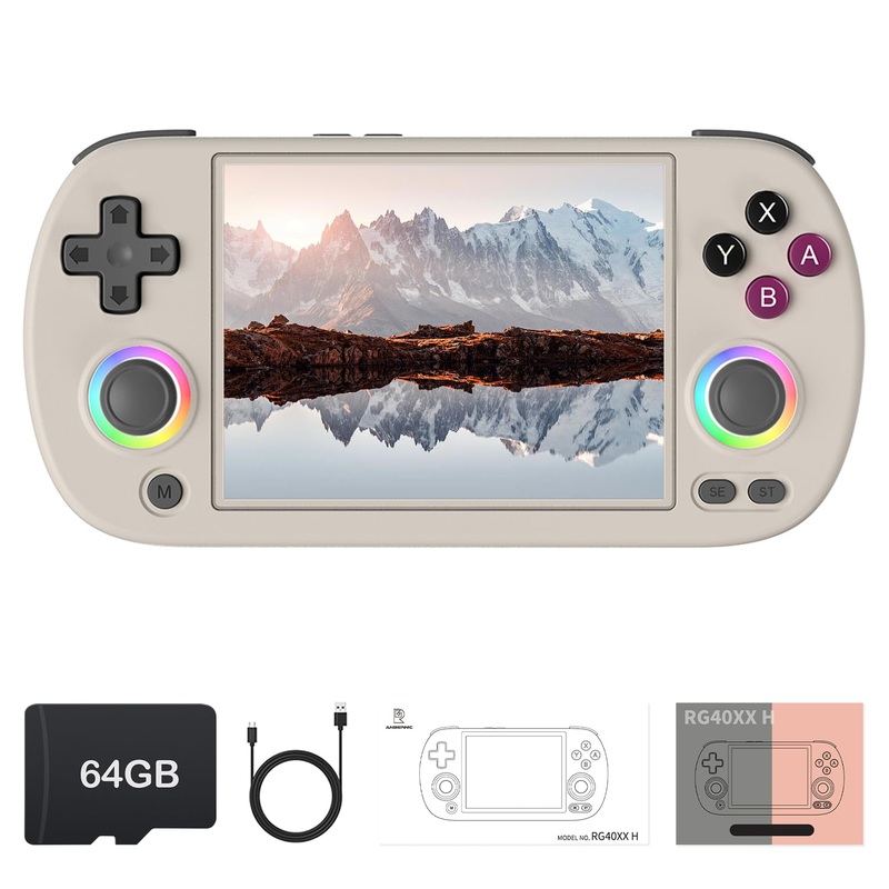 Rg40Xx H Retro Handheld Game Console, Linux Os Built-In 64G Tf Card Retro Video Games Consoles 4.0 Inch Ips Screen Portable Pock