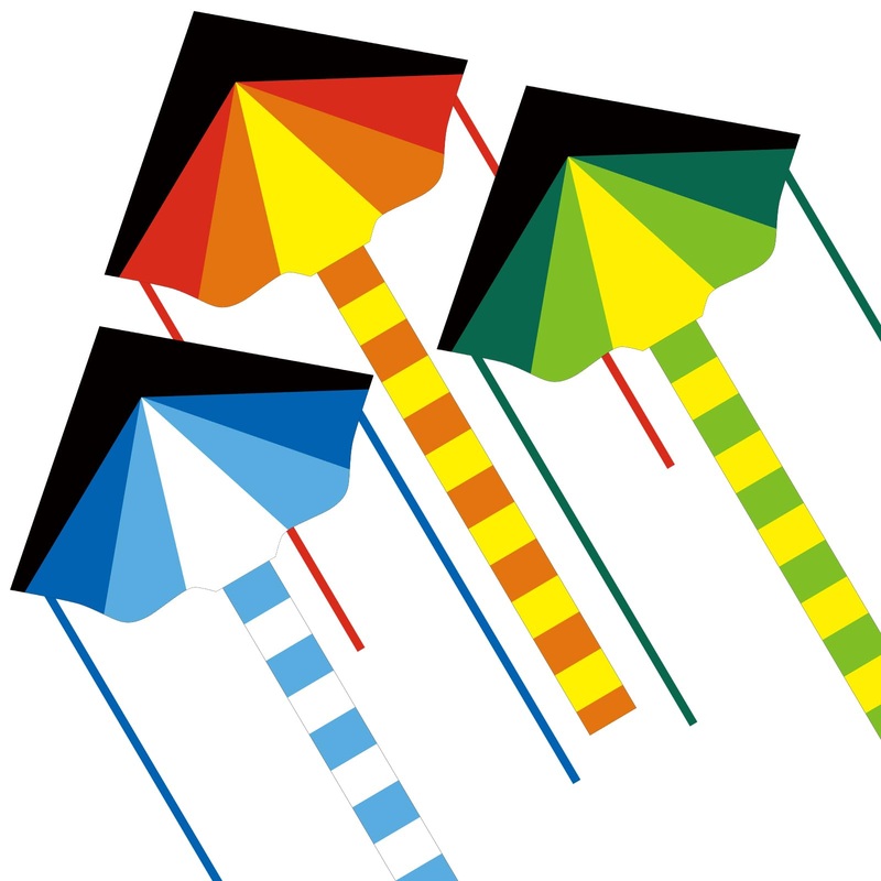 Simxkai 3 Pack Delta Kite, Green, Blue & Orange Kite For Kids & Adults, The Easiest Flying Beach Kites For Family Trip Outdoor G