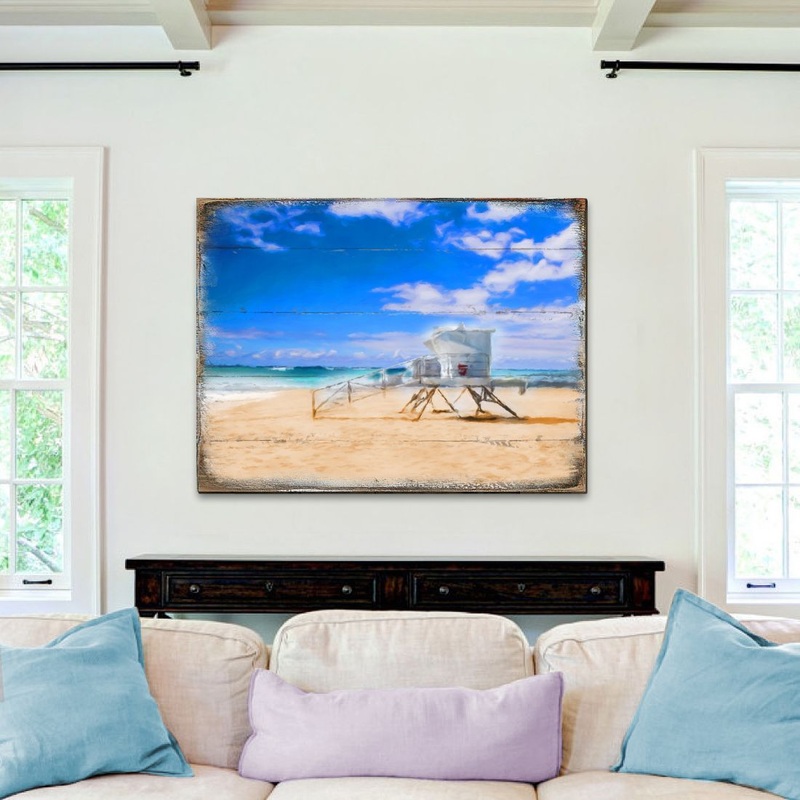 Spady Beach Lifeguard Tower Wooden Coastal Wall Art by Nature Wonders – Coastal Sea-Life Decor – 95262B