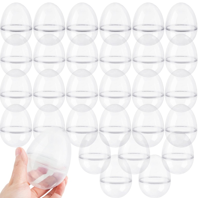 Swakuta 30 Pack 3.5 Inch Clear Easter Eggs Bulk Large Translucent Fillable Easter Eggs Plastic Transparent Easter Eggs For Easte