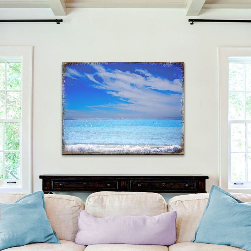 The Beach Wood Wooden Coastal Wall Art by Nature Wonders – Coastal Sea-Life Decor – 95226-3B