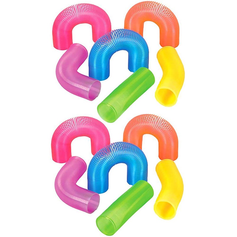 The Dreidel Company Plastic Coil Spring, Super Long, Variety Of Colors, Goody Bag Fillers, Party Favor For Kids, 4” (12-Pack)
