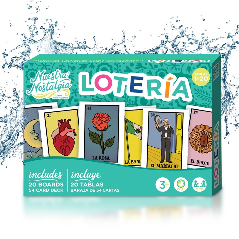 Waterproof 20 Player Loteria | 12 Inch By 8 Inch Boards | Shuffleable Card Deck | No Stereotypical Characters Extendable Up To 1
