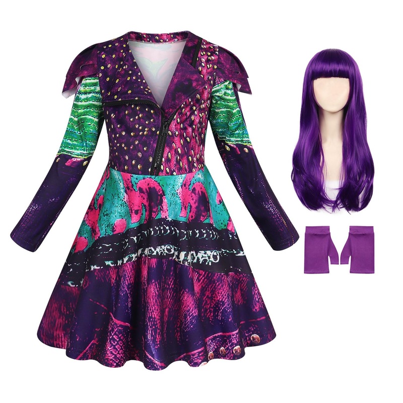 Wonderbabe Girls Costume With Wig Kids Halloween Cosplay Outfits Role Play Clothes Size 9-10 Years