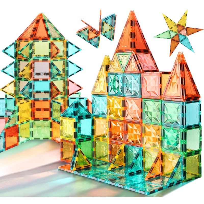 Yrztiles Magnetic Tiles,100 Pieces Magnet Building Blocks Construction Stacking Educational Toy Creativity Magnet Toys For Kids