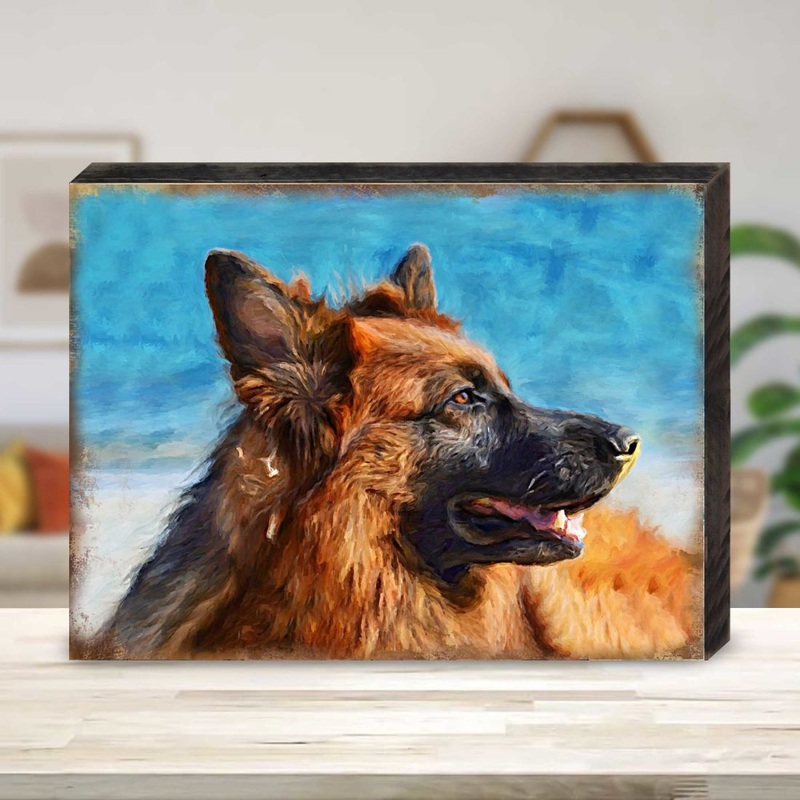 Amadeus German Shepherd Wooden Wall Art by Nature Wonders – Pets Dog and Cats Decor – 95343B