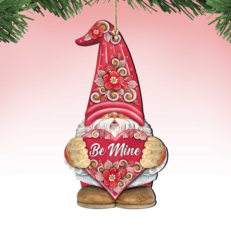 Be Mine Gnome Wooden Ornaments by  – Love Family Kids Decor – 8611019-S2