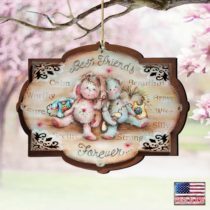 Best Friends Forever Wooden Ornaments by Jamie Mills-Price – Easter Spring Decor – 8457606