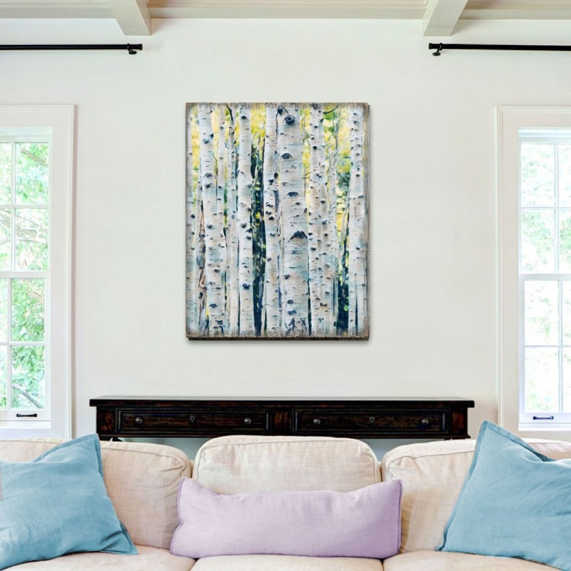 Birch Grove Art Wooden Wall Art by Nature Wonders – Nature Wildlife Decor  – 95390B