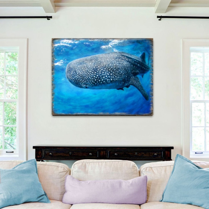 Blue Whale Art Wooden Wall Art by Nature Wonders – Nature Wildlife Decor  – 95401B