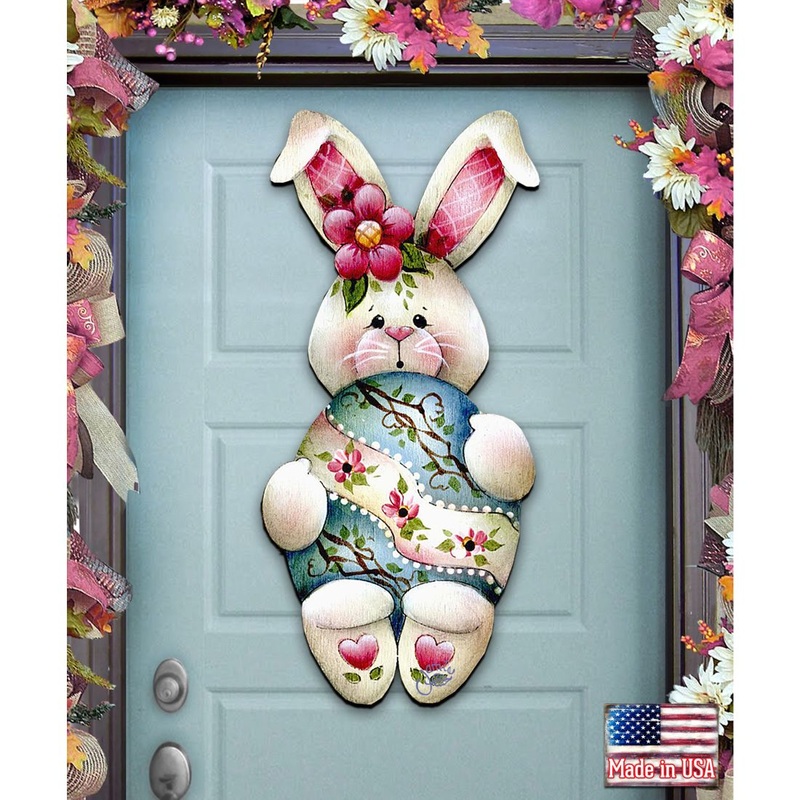 Bunny Hugs Easter Door Decor by Jamie Mills-Price – Easter Spring Decor – 8457602H