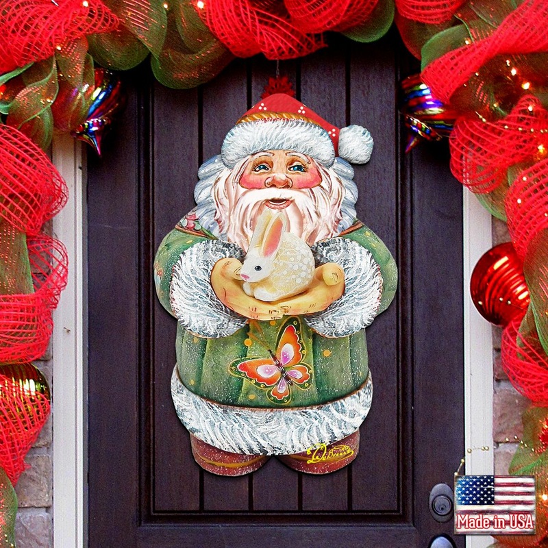 Bunny Santa Wall Door Decor by G. DeBrekht – Easter Spring Decor – 8118085H