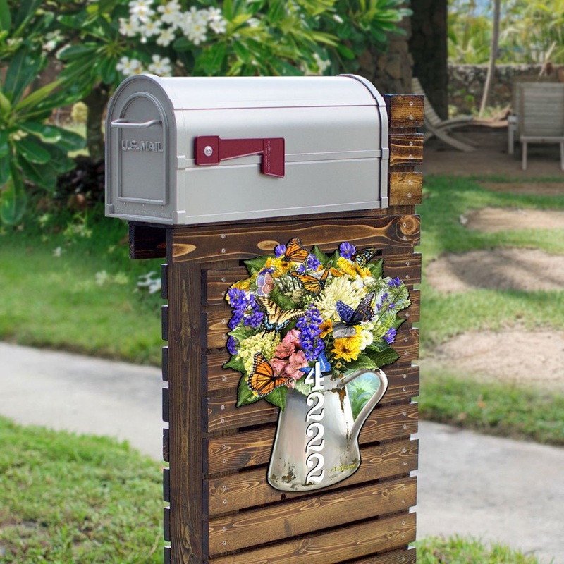 Butterfly Bouquet Personalized House Number Sign by D. Gelsinger – Easter Spring Decor – Handcrafted Wooden Address Sign – MA8461055-1920