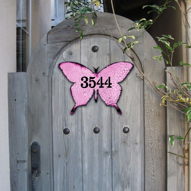 Butterfly Wooden Custom House Number Sign – Easter Spring Decor – Handcrafted Wooden Address Sign – MA98413