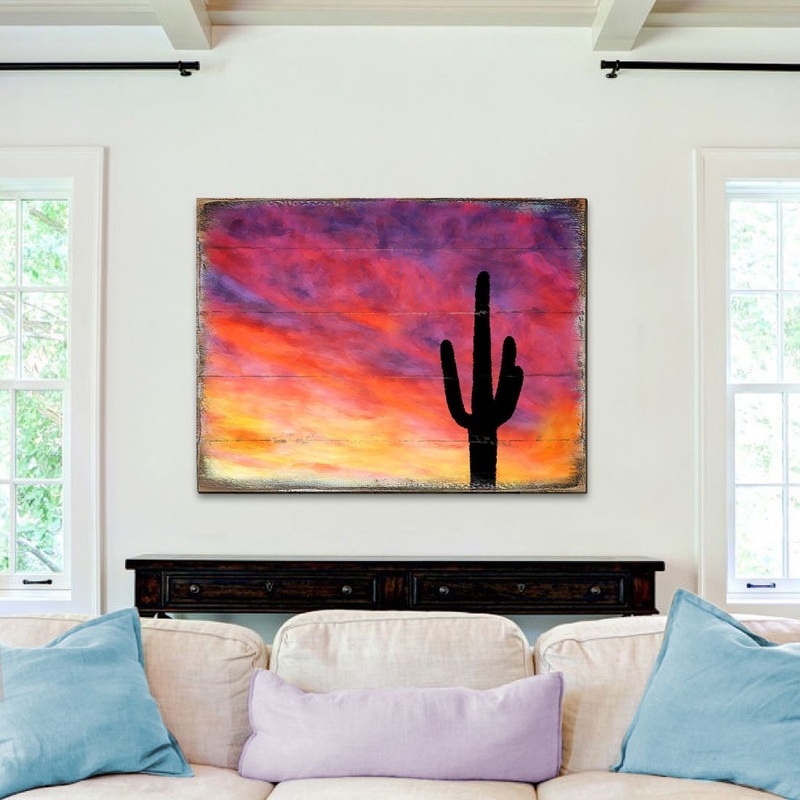 Cactus Art Wooden Wall Art by Nature Wonders – Nature Wildlife Decor  – 95241B