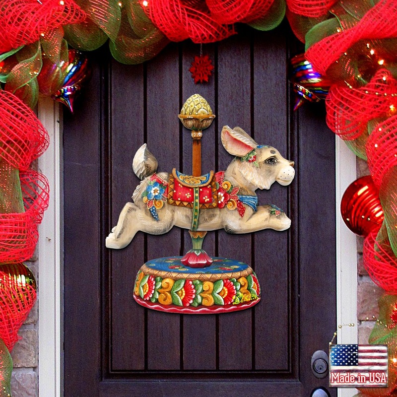 Carousel Bunny Easter Holiday Door Decor by G. DeBrekht – Carousel Holiday Decor – 8114042H
