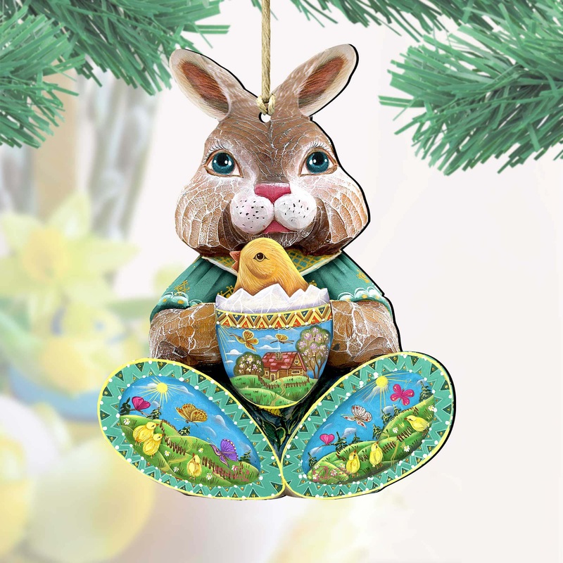 Easter Bunny Christmas Wooden Ornaments by G. DeBrekht – Christmas Decor – 8144502