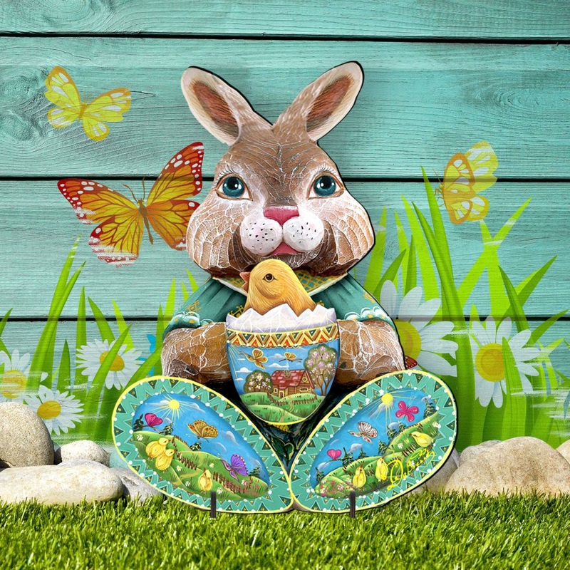 Easter Bunny Outdoor Scene  by G. DeBrekht – Easter Spring Decor – 8144502F