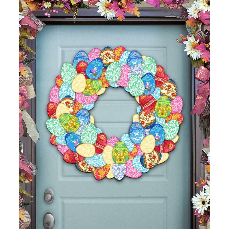 Easter Eggs Holiday Door Wreath by G. DeBrekht – Easter Spring Decor – 8185310H