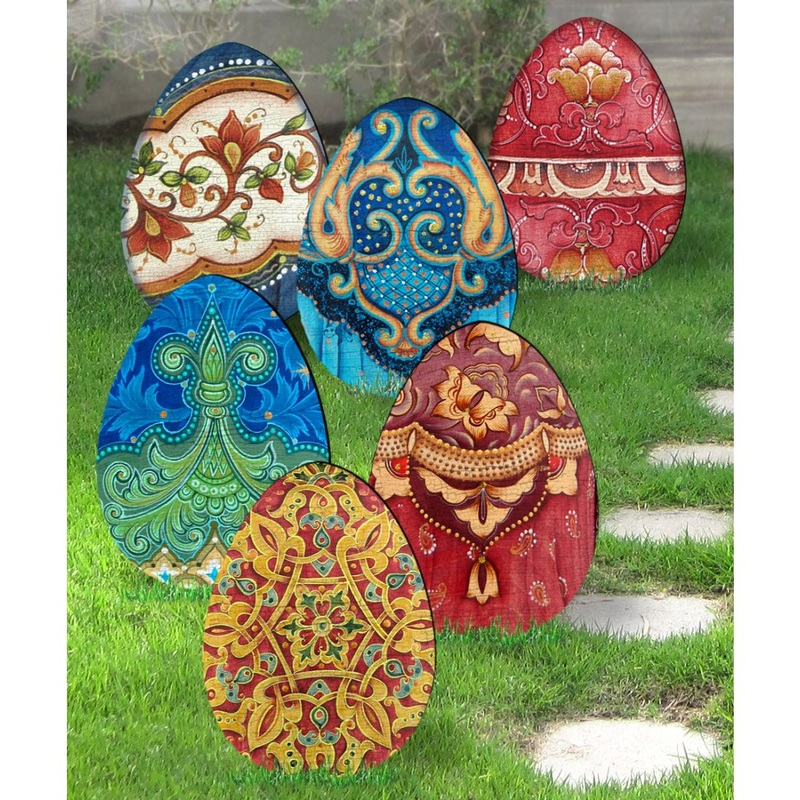 Easter Faberge Eggs Outdoor Garden Decor Set of 3 by G. DeBrekht – Easter Spring Decor – 8198712-1M-S6