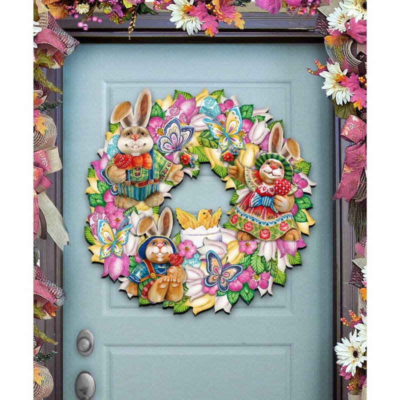 Easter Family Holiday Door Wreath by G. DeBrekht – Easter Spring Decor – 8185301-3H