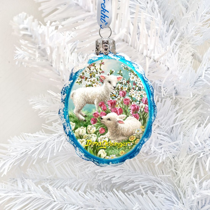 Easter Lambs Mercury Glass Ornament by D. Gelsinger – Easter Spring Decor – 778112-DG