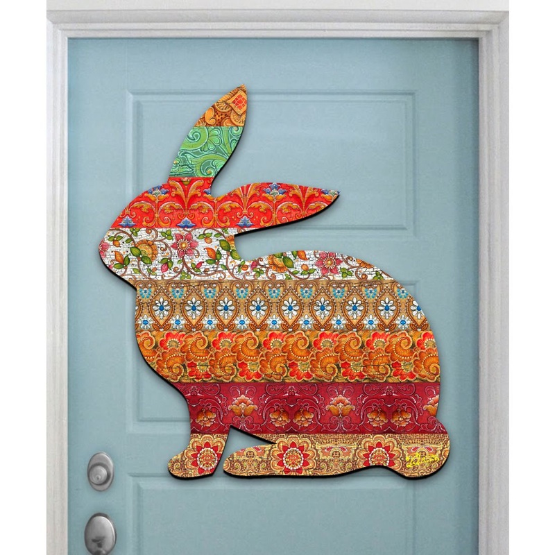 Easter Quilted Bunny Easter Door Decor by G. DeBrekht – Easter Spring Decor – 8198134H