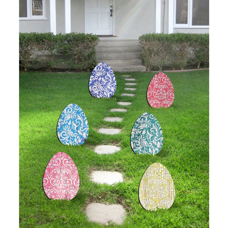 Easter Rainbow Rustic Eggs Outdoor Garden Dcor Set of 3 by G. DeBrekht – Easter Spring Dcor – 8198712-2M-S6