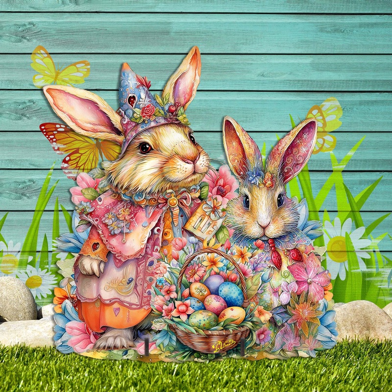 Easter Sweet Couple Easter Yard Sign by G. DeBrekht – Easter Spring Decor – 8652768F