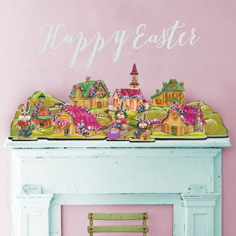 Easter Village Set of 12 by G. DeBrekht – Easter Spring Decor – 852730-S12