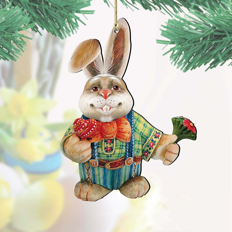 Father Bunny Wooden Ornaments Easter by G. DeBrekht – Easter Spring Decor – 8154423