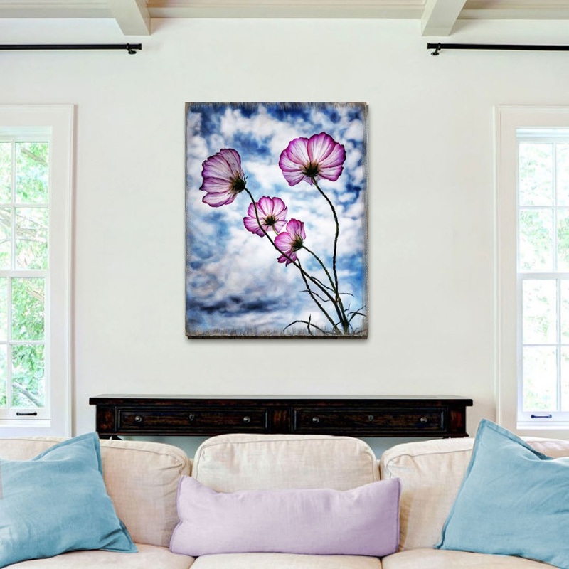 Flowers and Sky Art Wooden Wall Art by Nature Wonders – Nature Wildlife Decor by Jody Bergsma – 95393B