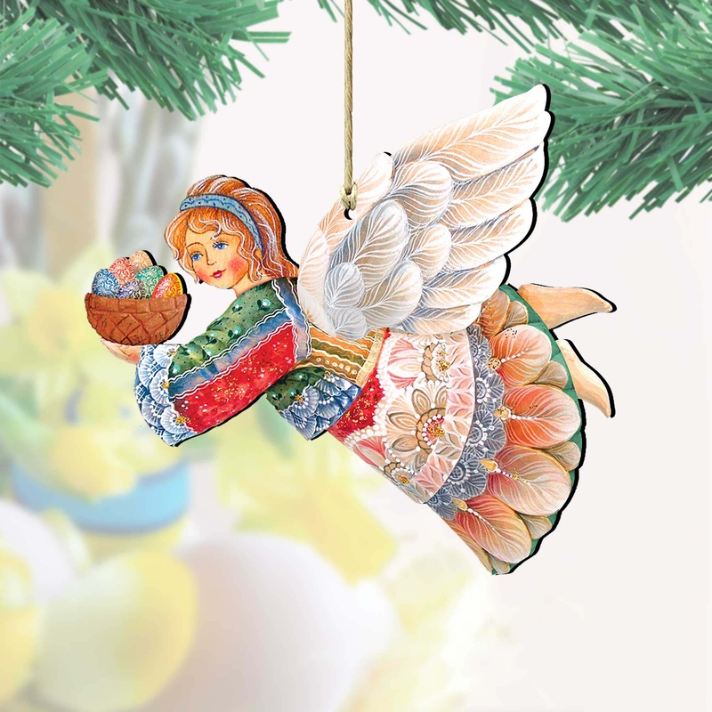 Flying Easter Angel Wooden Ornaments by G. DeBrekht – Easter Spring Decor – 8154154
