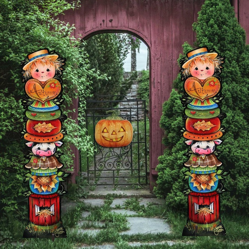 For the Love of Autumn Set of 2 Walkway Greeters Outdoor Decor by Jamie Mills-Price – Halloween Thanksgiving  Decor – 8457804F-S2
