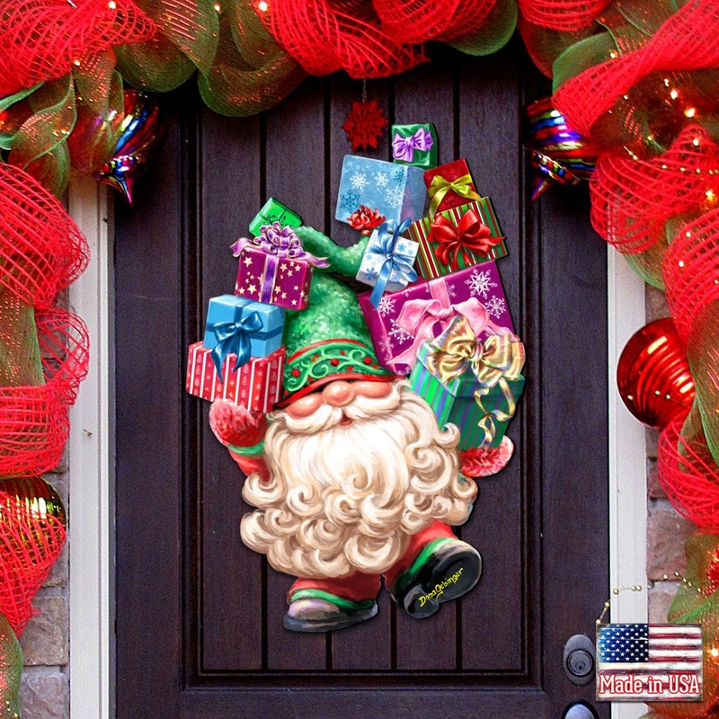Gift Bag Gnome Wreath Easter Home Decor Large Ornament by D. Gelsinger – Christmas Decor – 8461054H-DG