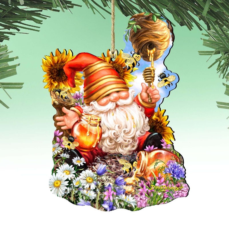 Honeycomb Gnome Dwarf Wooden Ornaments by Gelsinger – Easter Spring Decor – 8461061-DG