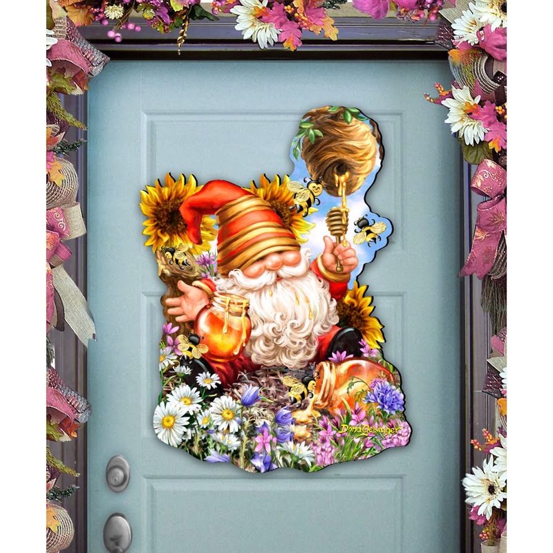 Honeycomb Gnome Easter Door Decor by D. Gelsinger – Easter Spring Decor – 8461061H-DG