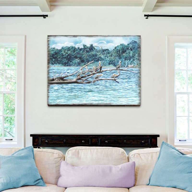 Island Paradise Seabirds Wooden Coastal Wall Art by Nature Wonders – Coastal Sea-Life Decor – 95252-7B