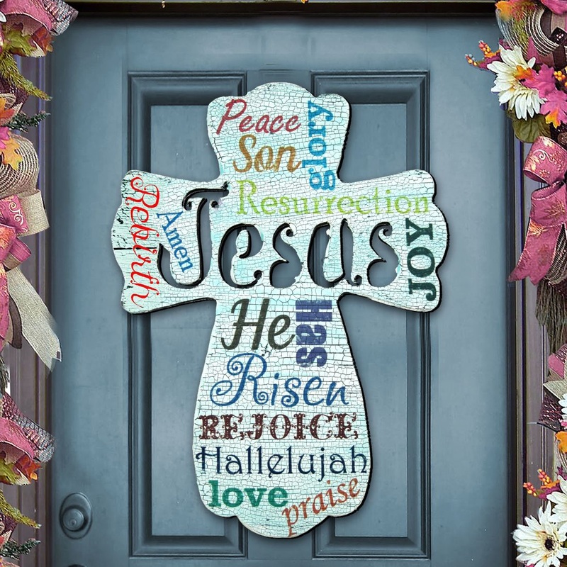 Jesus Cross Easter Door Decor by G. DeBrekht – Easter Spring Decor – 8198715H