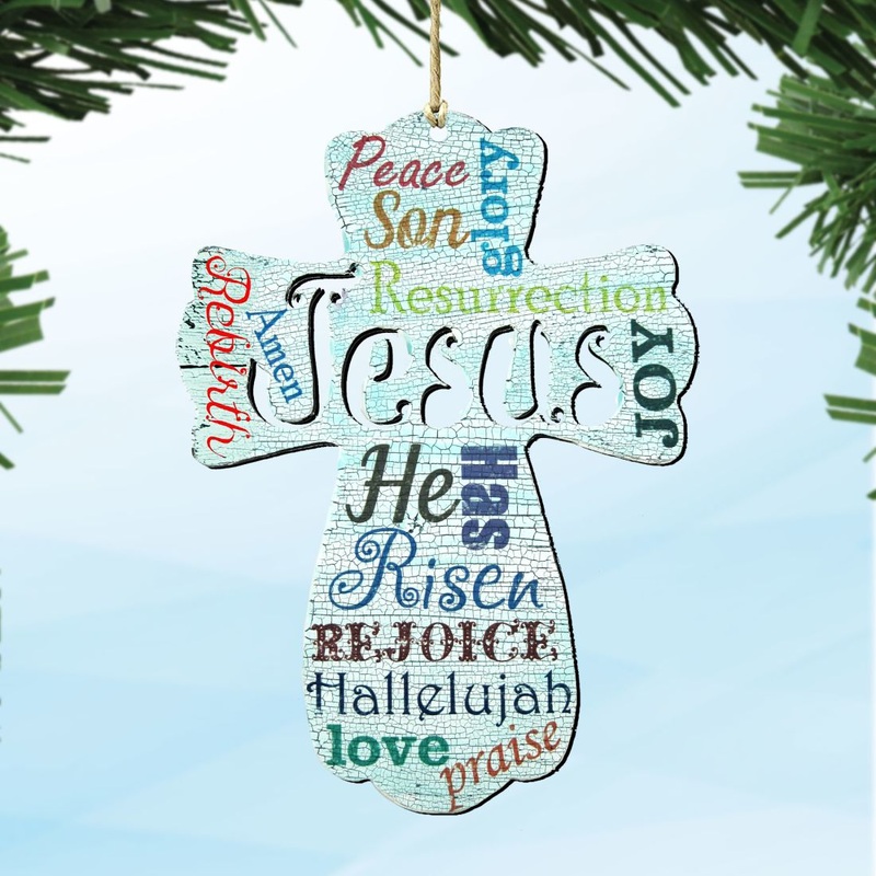 Jesus Cross Wooden Ornaments by G. DeBrekht – Easter Spring Decor – 8198715