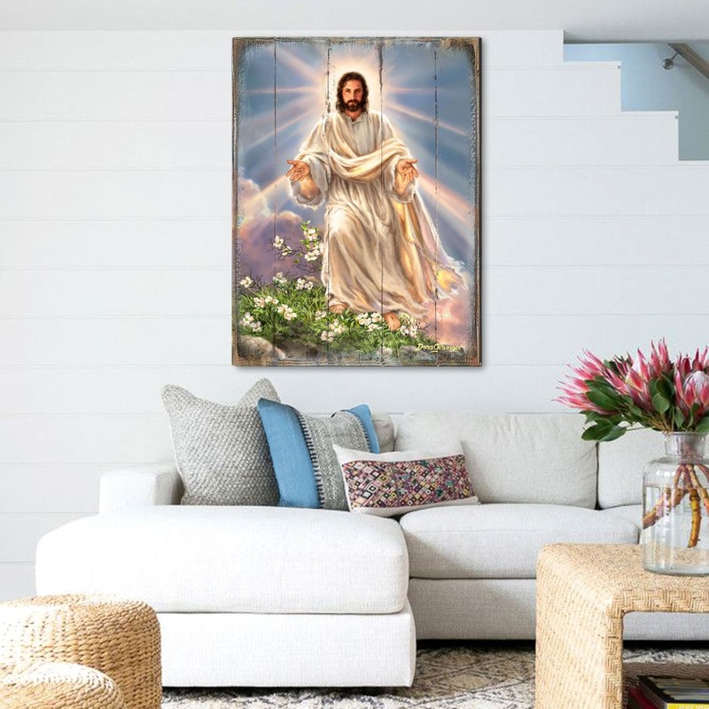 Jesus Resurrection Wooden Wall Art by D. Gelsinger – Easter Spring Decor – 95669B-DG