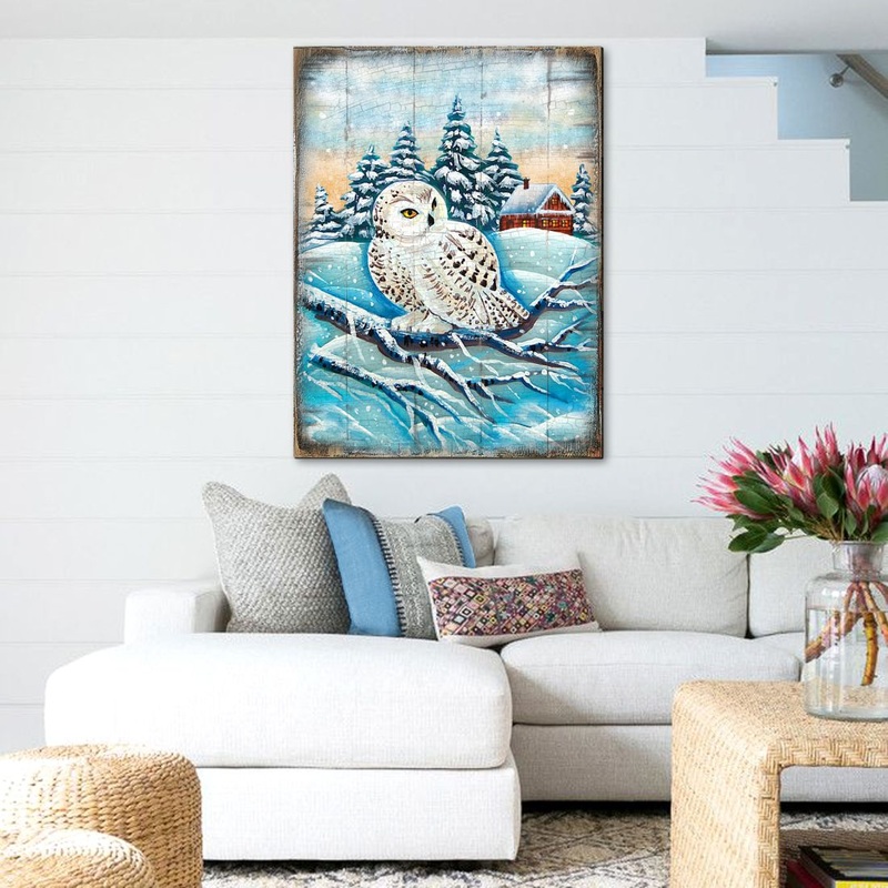 Lokki Owl Art Wooden Wall Art by Nature Wonders – Nature Wildlife Decor  – 95213B