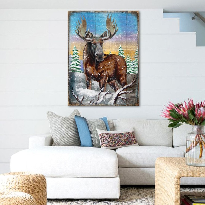 Moose Art Wooden Wall Art by Nature Wonders – Nature Wildlife Decor  – 95216B