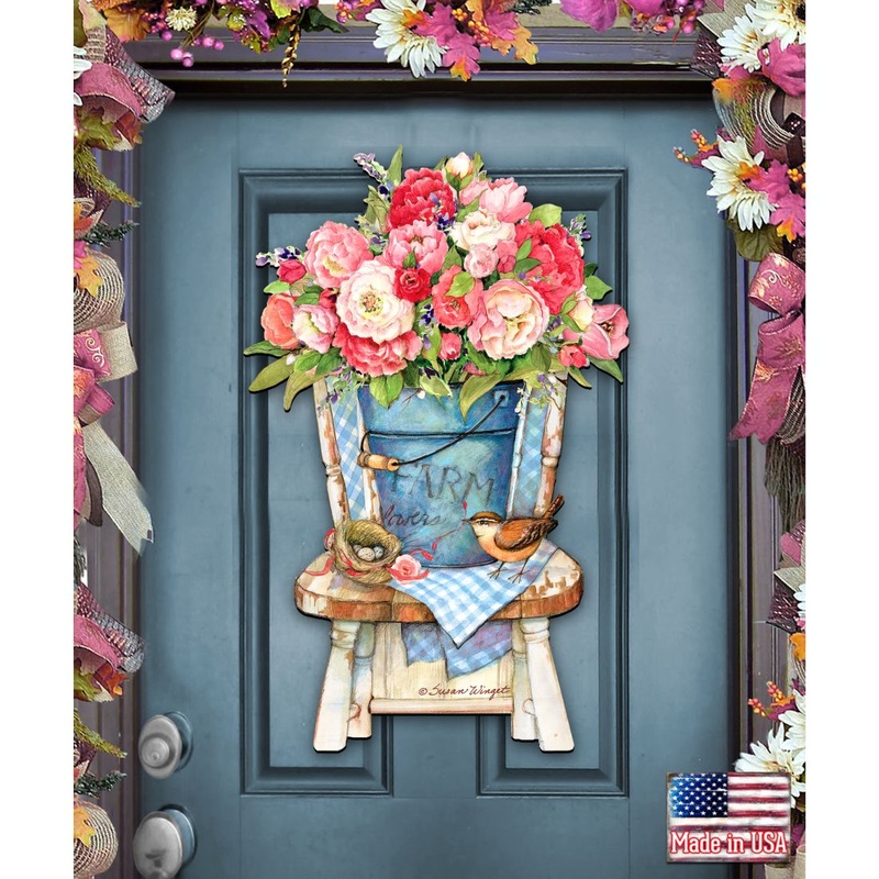 Peony Bouquet Easter Door Dcor by Susan Winget – Easter Spring Decoration – 8471302H-SW
