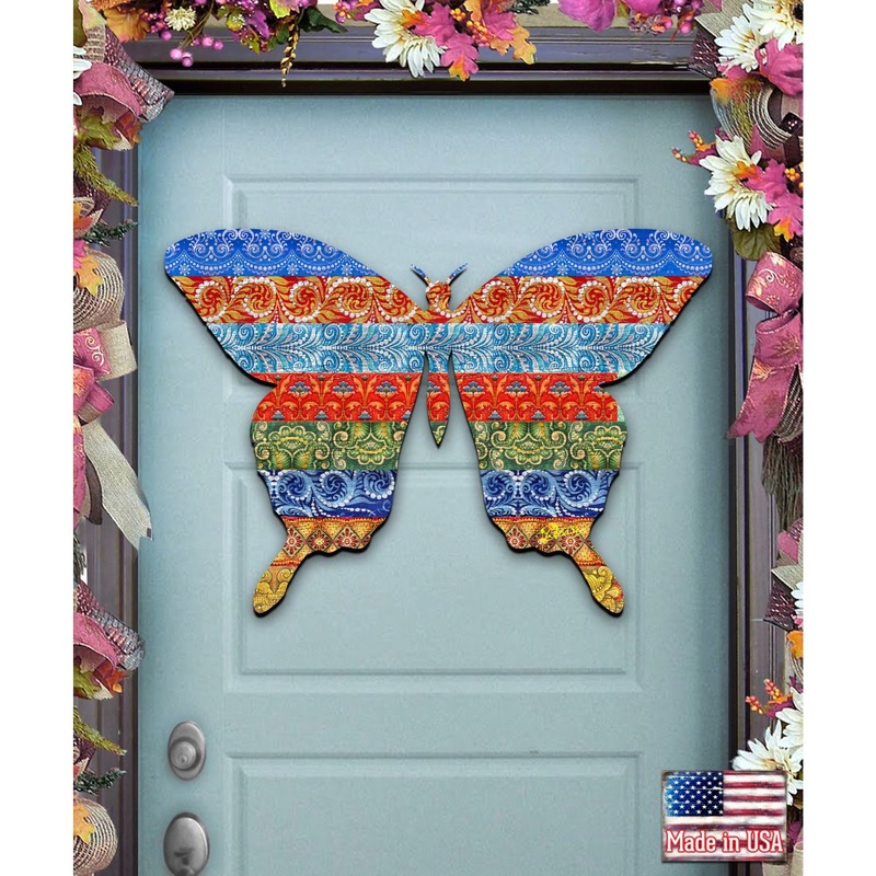 Quilted Butterfly Easter  Door Decor by G. DeBrekht – Easter Spring Decor – 8198718H