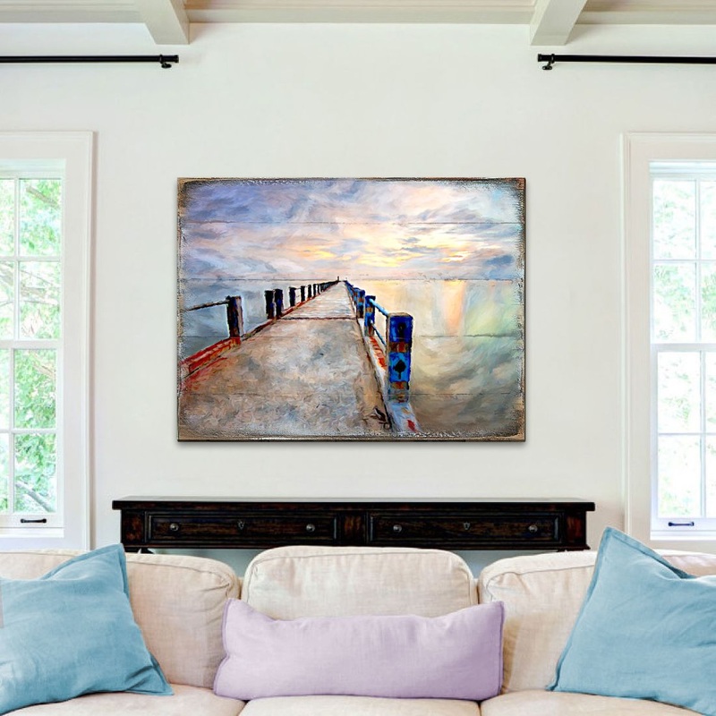 Soules Pier Wood Wooden Coastal Wall Art by Nature Wonders – Coastal Sea-Life Decor – 95273B