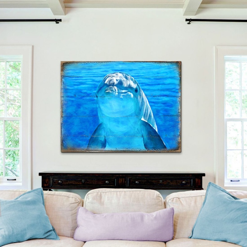 Speers Dolphin Wood Wooden Coastal Wall Art by Nature Wonders – Coastal Sea-Life Decor – 95261B