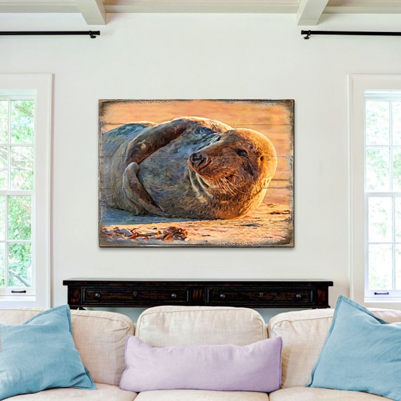 Speier Seal Wood Wooden Coastal Wall Art by Nature Wonders – Coastal Sea-Life Decor – 95260B