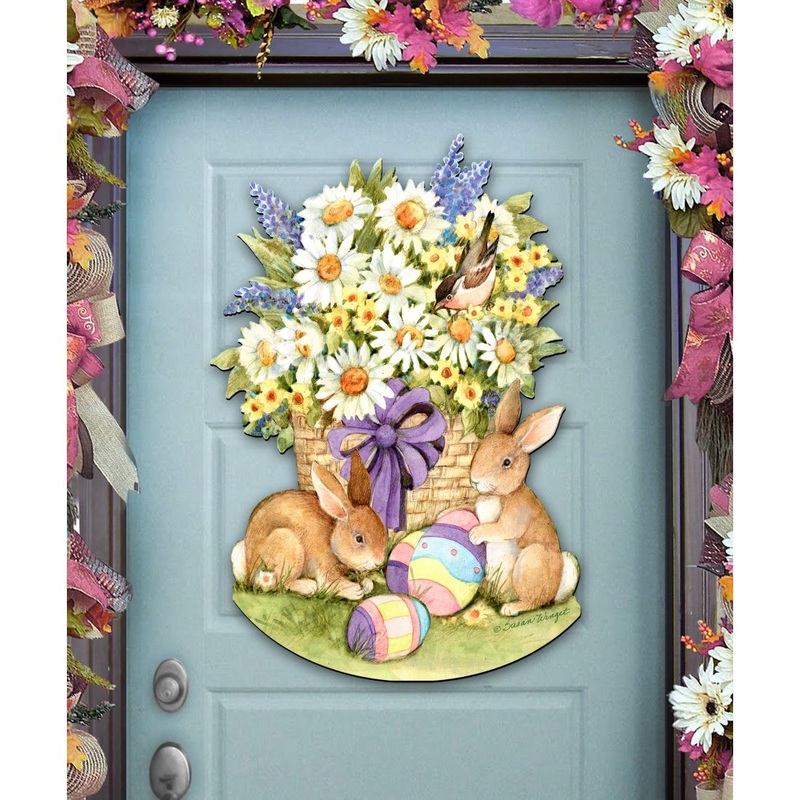 Spring Bunny Easter Door Decor by Susan Winget – Easter Spring Decor – 8471301H-SW