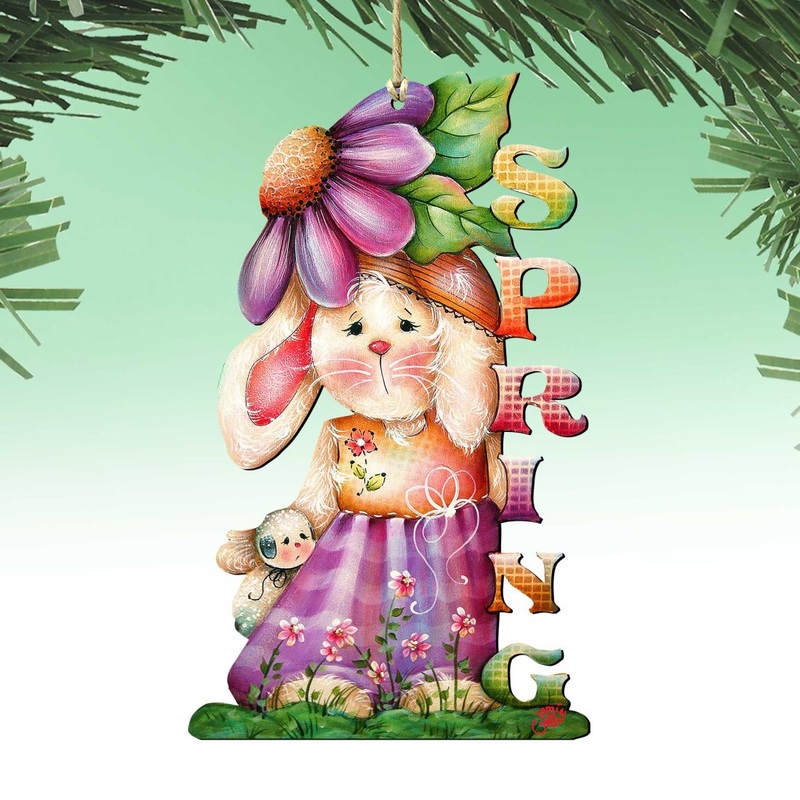 Spring Bunny Wooden Ornaments Easter by Jamie Mills-Price – Easter Spring Decor – 8457604